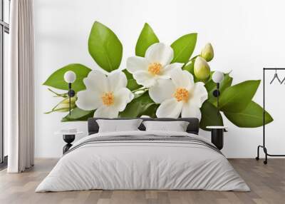 White flowers icon, 3D render style, isolated on white or transparent background. Wall mural