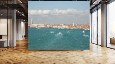 Panoramic view of Venice with Bacino of St Mark with Bell Tower (Campanile) Wall mural