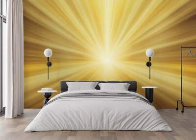 abstract retro yellow light bright burst sunburst ray sun illustration background Wall mural