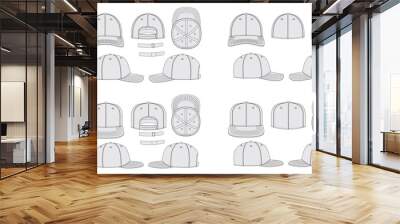 set of cap vectors Wall mural