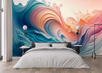 Colorful abstract ocean waves as wallpaper background illustration. Generative AI. Wall mural