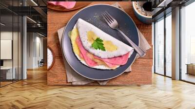 Tapioca filled with cheese and ham slices Wall mural