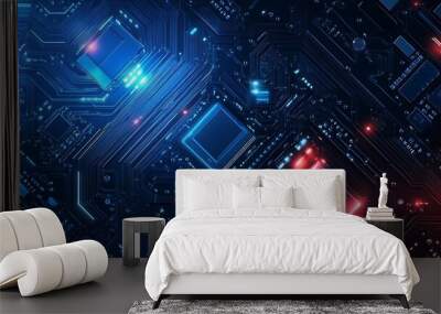 AI artificial intelligence technology microchip background Wall mural