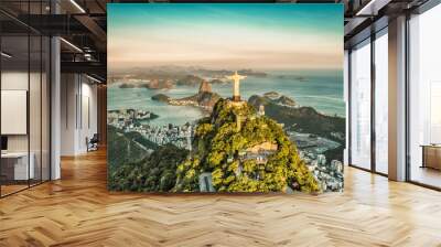 Aerial view of Botafogo Bay from high angle, Rio De Janeiro Wall mural