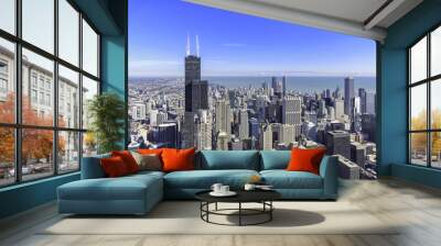 Chicago skyline panorama aerial view Wall mural