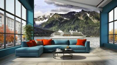 cruise ship leaving seward in alaska Wall mural