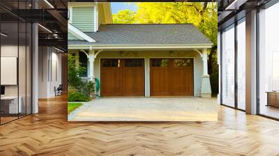 Two car wooden garage Wall mural