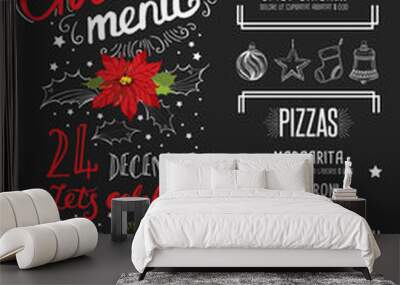 Christmas party invitation, food menu restaurant. Wall mural