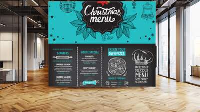 Christmas party invitation, food menu restaurant. Wall mural