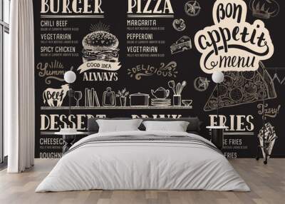 Menu restaurant, food template. Wall mural