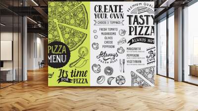 Pizza menu restaurant, food template. Wall mural