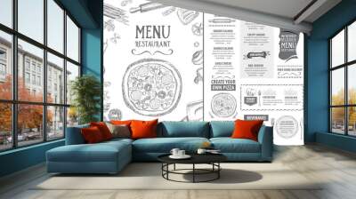 Restaurant cafe menu, template design. Food flyer. Wall mural