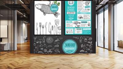 Restaurant cafe menu, template design. Wall mural