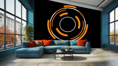 Loading data HUD circle interfaces. Sci-fi circle HUD interfaces with orange and white colors. HUD Lower Third for a title, information call box bars, and channels. Wall mural