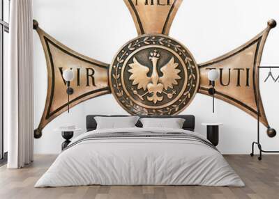 polish military cross of white eagle. Wall mural