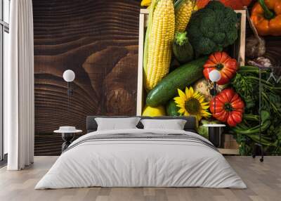 Autumn fresh harvested vegetables Wall mural