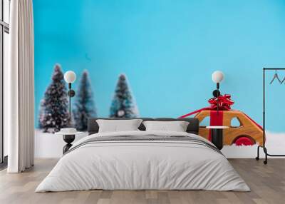 Christmas car sale or delivery concept Wall mural