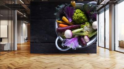 fresh vegetables in rustic colander Wall mural