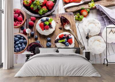 Pavlova traditional dessert with fresh fruits Wall mural