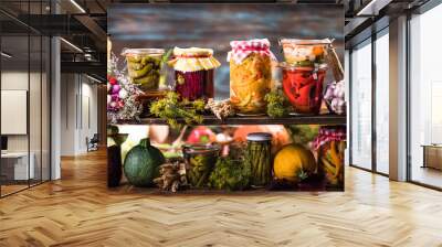 Preserved food, marinated fermented and pickled vegetables Wall mural