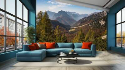 Scenic view from Mangart pass in Slovenia Alps Wall mural