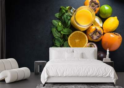 Tropical and exotic fruit smoothie,diet concept Wall mural