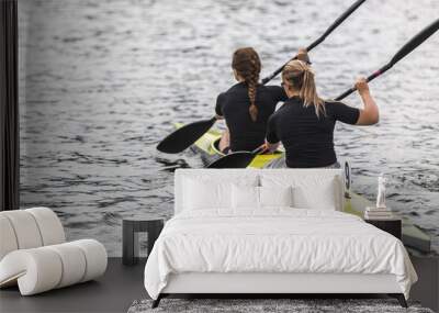 Women's professional kayaking themed photo. Wall mural