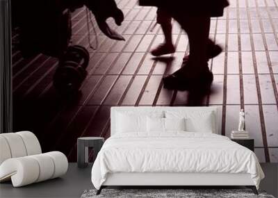 Legs on the floor background. Wall mural