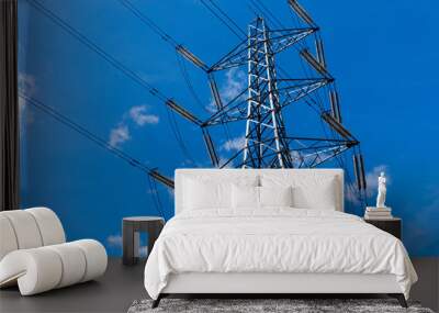 Electricity pylon with blue sky Wall mural