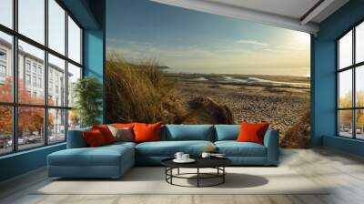 Sunset over the Irish Sea in the village of Barmouth in Wales, United Kingdom Wall mural