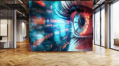  illustration wallpaper eye with abstract digital cybersecurity theme Wall mural