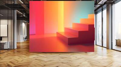 abstract architecture interior with gradient colors Wall mural