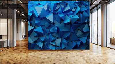 Abstract blue background pattern with modern geometric triangles shapes and nice texture Wall mural