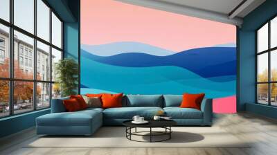 abstract wave landscape illustration wallpaper background Wall mural