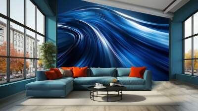 abstract wavy blue lines Wall mural