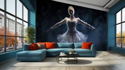 ballet dancer, poised en pointe, cool white LED spotlight, misty background for ethereal ambiance Wall mural