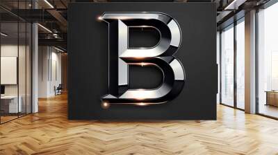 b capital futuristic letter with metallic finish its presence against a solid black background Wall mural