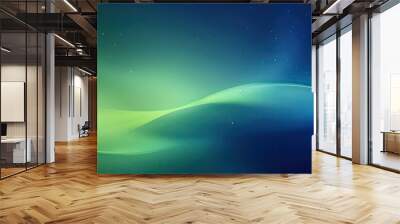 banner with a gentle green and blue waves on a gradient background Wall mural