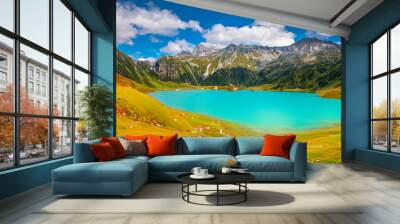 Beautiful autumn landscape with a large lake Wall mural