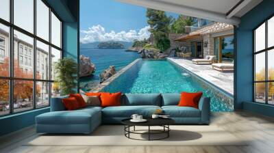 beautiful house near the sea with a nice pool Wall mural