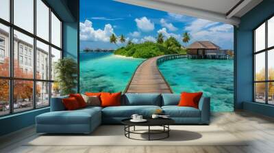 beautiful maldives beach sea scenery Wall mural