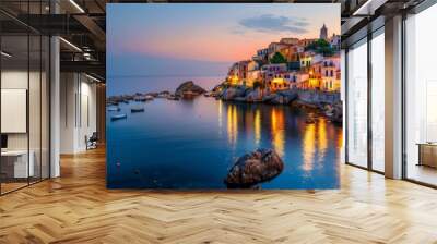 beautiful sunset on an italian coast with yachts and things Wall mural