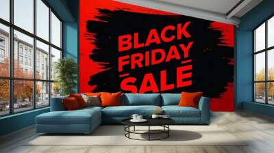 Black Friday Sale Banner, banner with a striking red and black color scheme with “Black Friday Sale” with copy space for promotional details or special offers. Wall mural