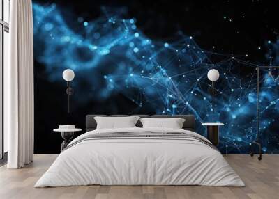 blue graphics abstract wallpaper on a black background Wall mural