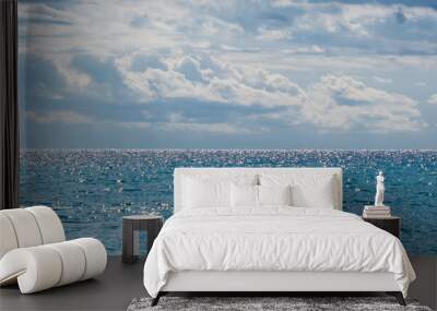 blue sea horizon sparkling in the rays of the morning banner Wall mural