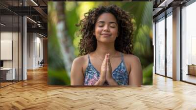 brunette woman doing yoga Wall mural