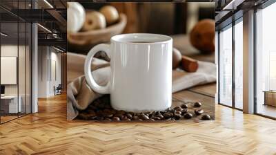 coffee mug mock in blank white over a table Wall mural