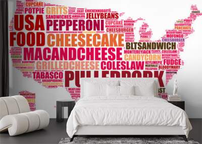 country word cloud concept of USA food Wall mural