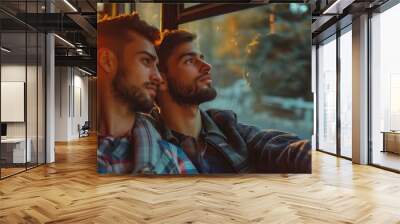 couple of gay men on a bus in high definition Wall mural