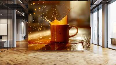 cup of coffee sizzling Wall mural